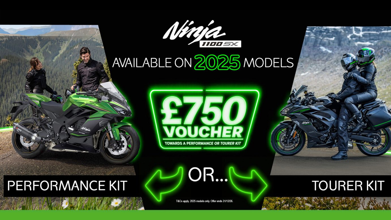  Kawasaki - Make the 2025 Ninja 1100SX Yours Complete with a £750 Accessory Voucher 