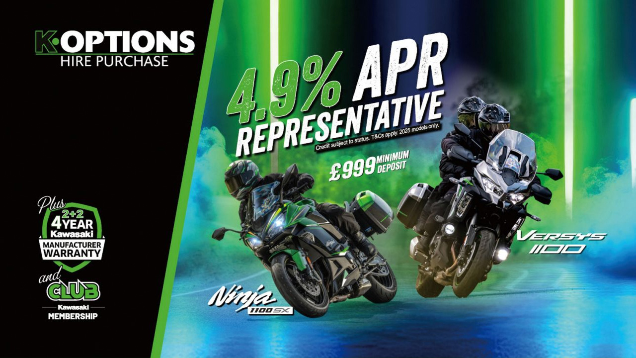  Kawasaki - K-Options Low-Rate Finance Now Available on Versys 1100 & Ninja 1100SX