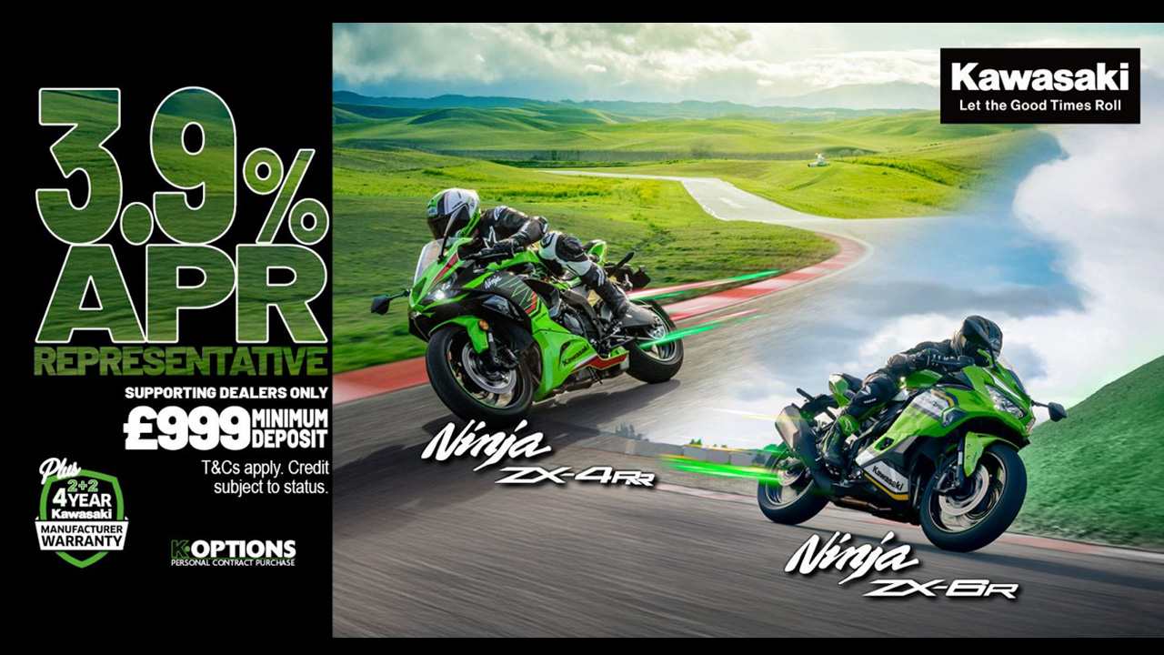  Kawasaki - Ninja ZX-4RR and Ninja ZX-6R now available with 3.9% HP and 4.9% PCP APR Representative