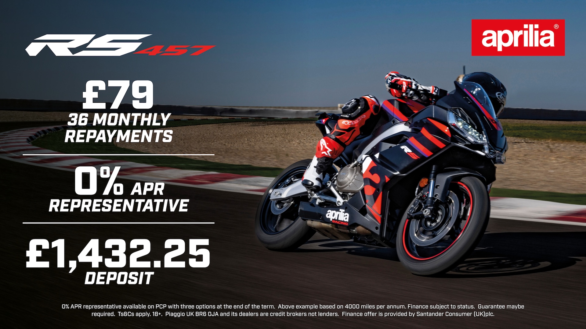 Aprilia - RS 457 AVAILABLE WITH 0% APR REPRESENATIVE FINANCE