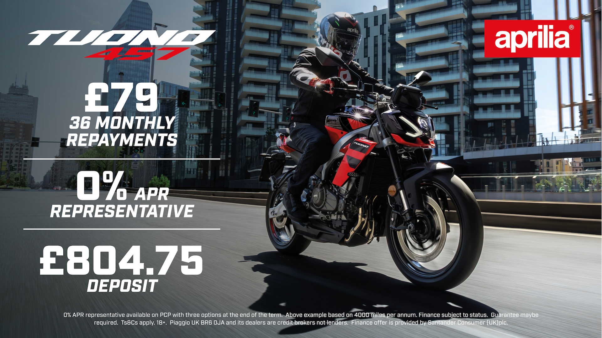 Aprilia - TUONO 457 WITH 0% APR REPRESENATIVE FINANCE