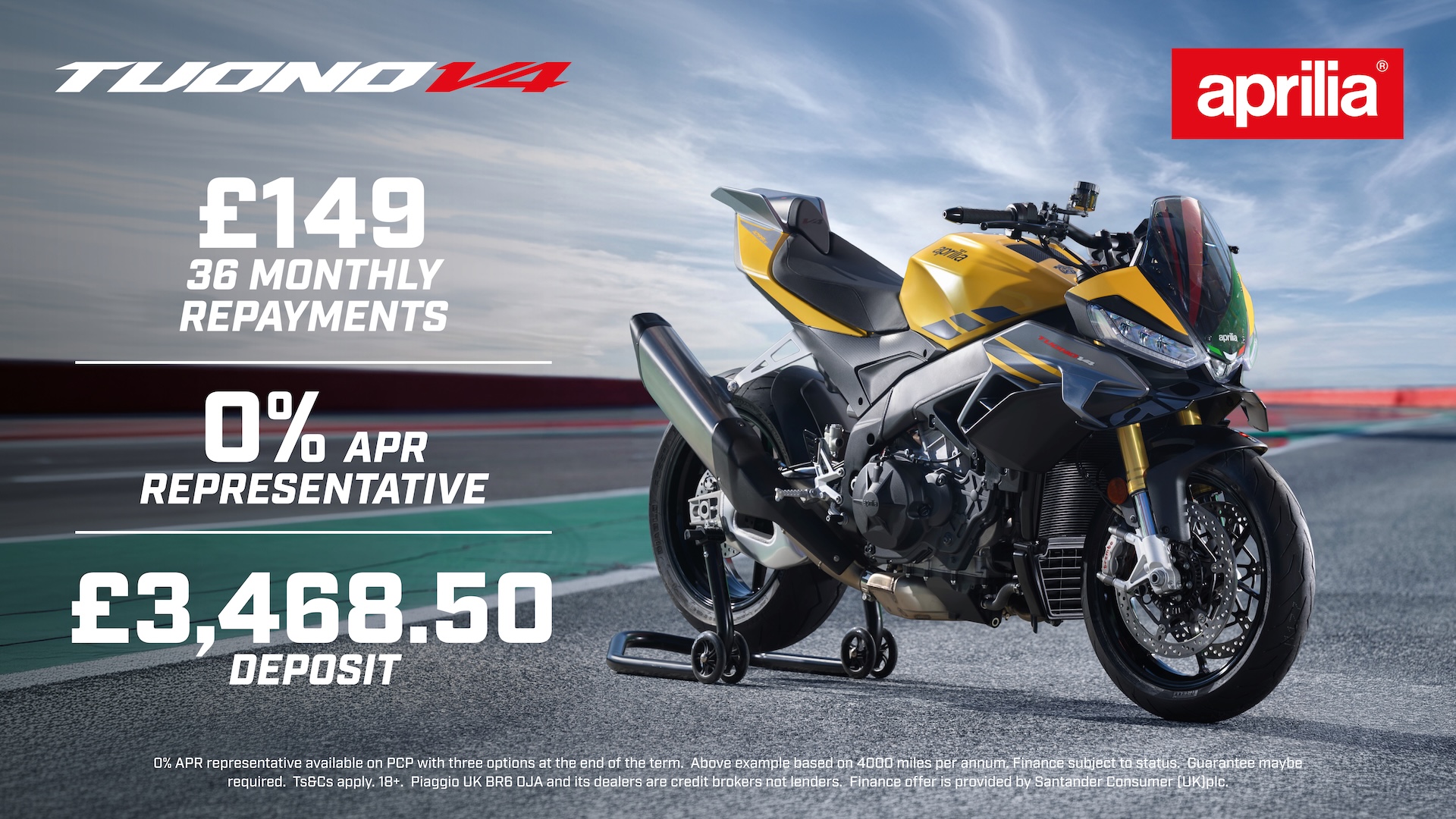Aprilia - TUONO V4 WITH 0% APR REPRESENATIVE FINANCE