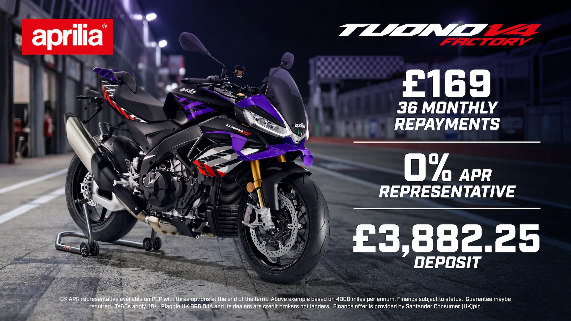 Aprilia - TUONO V4 FACTORY WITH 0% APR REPRESENATIVE FINANCE