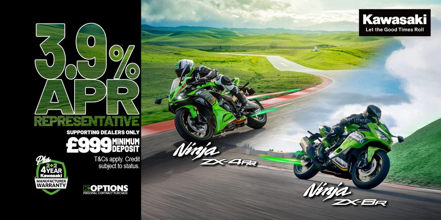  Kawasaki - Ninja ZX-4RR and Ninja ZX-6R now available with 3.9% HP and 4.9% PCP APR Representative