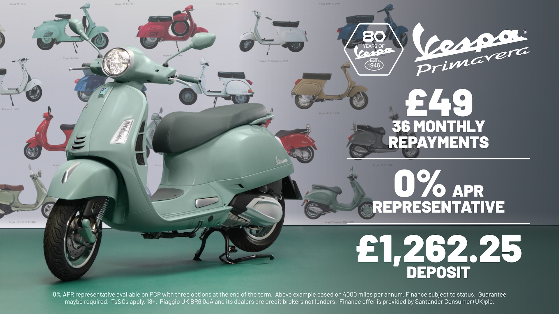 Vespa - PRIMAVERA 125 80TH WITH 0% APR REPRESENATIVE FINANCE