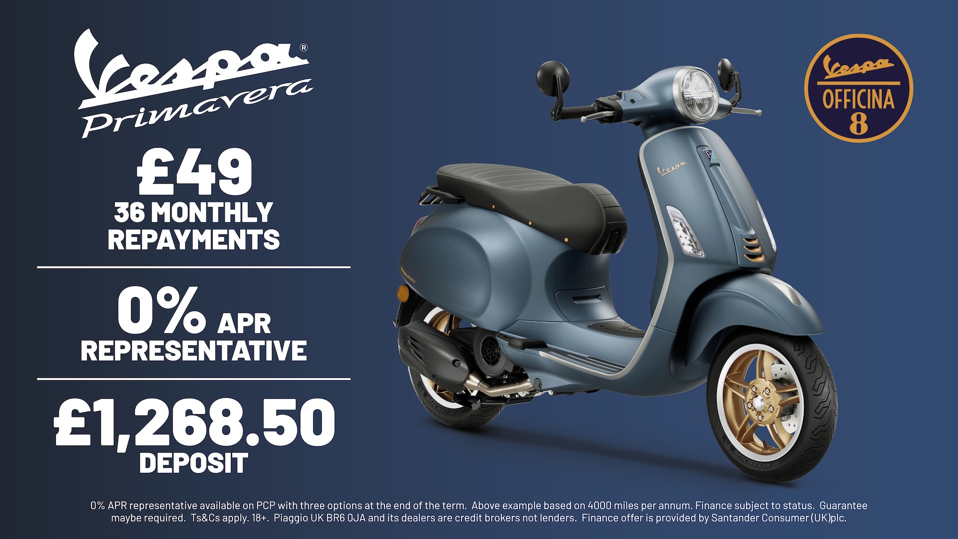 Vespa - PRIMAVERA 125 OFFICINA 8 WITH 0% APR REPRESENATIVE FINANCE