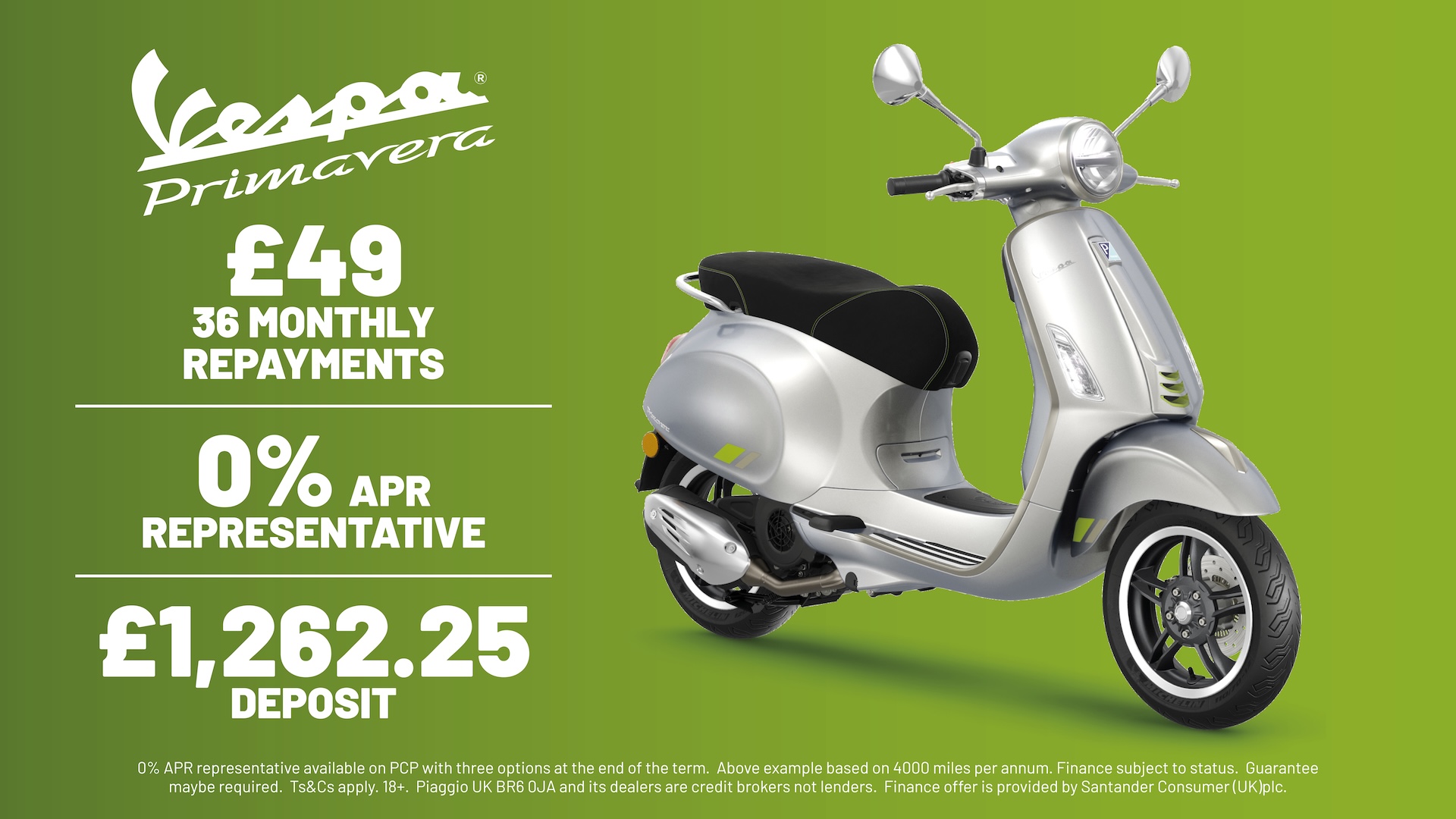 Vespa - PRIMAVERA 125 TECH WITH 0% APR REPRESENATIVE FINANCE